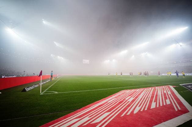 20 03 2026 Football, 2025 2026, 2 Bundesliga, Matchday 27, Hannover 96 Eintracht Braunschweig Fans Hannover with pyrotechnics and fireworks, fog DFL REGULATIONS PROHIBIT ANY USE OF PHOTOGRAPHS AS IMAGE SEQUENCES AND OR QUASI VIDEO