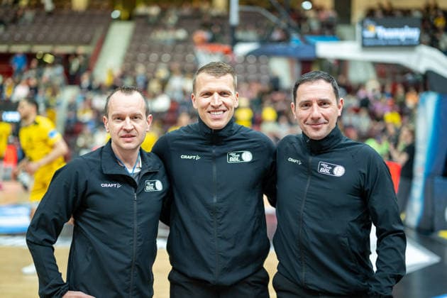 Andreas Bohn Referee , Kristap Konstantinovs Referee , Enrico Streit Referee , GER, MHP Riesen vs Skyliners Frankfurt, Basketball Bundesliga, easycredit BBL, 25 Matchday, Season 2025 2026, 20 03 2026, GER, MHP Riesen vs Skyliners Frankfurt, Basketball Bundesliga, easycredit BBL, 25 Matchday, Season 2025 2026, 20 03 2026 Ludwigsburg Copyright: xEibner-Pressefoto SaschaxWaltherx EP_EER