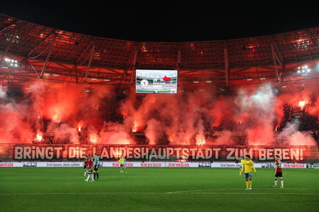 2 Bundesliga Hannover 96 Eintracht Braunschweig on 20 03 2026 at Heinz von Heiden Arena in Hannover The Hannover 96 fans in the north curve set off pyrotechnics MH