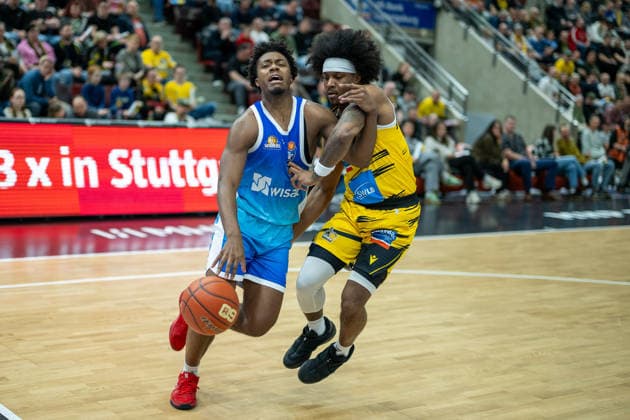 Nahiem Alleyne Frankfurt Skyliners, 04 , Stefan Smith MHP RIESEN Ludwigsburg, 03 , GER, MHP Riesen vs Skyliners Frankfurt, Basketball Bundesliga, easycredit BBL, 25 Matchday, Season 2025 2026, 20 03 2026, GER, MHP Riesen vs Skyliners Frankfurt, Basketball Bundesliga, easycredit BBL, 25 Matchday, Season 2025 2026, 20 03 2026 Ludwigsburg Copyright: xEibner-Pressefoto SaschaxWaltherx EP_EER