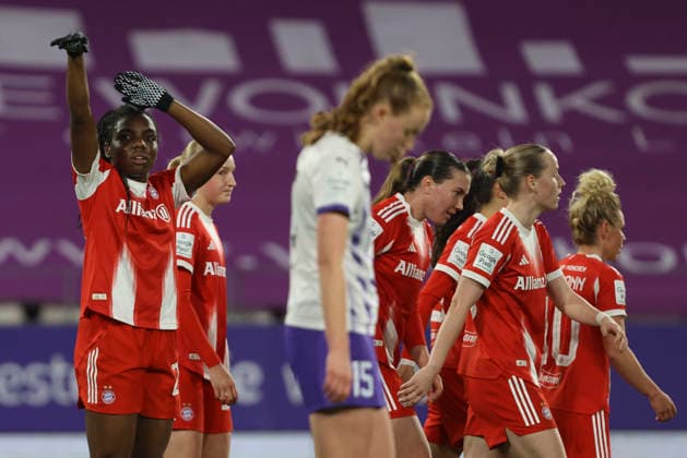 Edna Imade FC Bayern Munich celebrates after scoring her team s fifth goal during the Woman Bundesliga match between SGS Essen and Bayern Munich at Stadion an der Hafenstraße on March 20 in Essen, Germany, Germany Photo by Oliver Kaelke DeFodi Images Edna Imade FC Bayern München celebrates after scoring her team s fifth goal during the Woman Bundesliga match between SGS Essen and Bayern München at Stadion an der Hafenstraße on March 20, 2026 in Cologne, Germany Photo by Oliver Kaelke DeFodi Images DFL regulations prohibit any use of photographs as image sequences and or quasi video Photo by Oliver Kaelke DeFodi Images