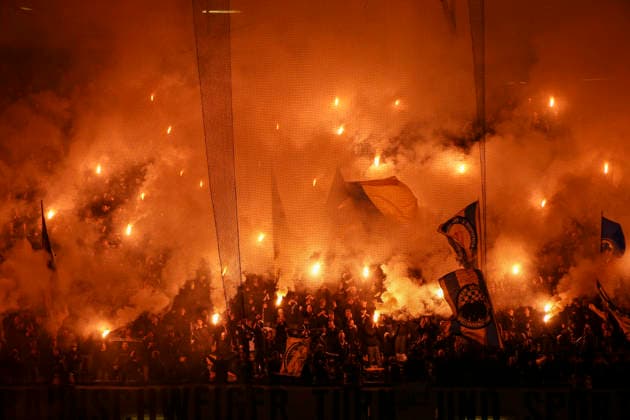 Germany Soccer 2 Bundesliga 2025 2026, Matchday 27 Hannover 96 vs Eintracht Braunschweig Heinz von Heiden Arena Stadion Hannover Spectators, Fans, Stand, Flag, Banner, Banner, Choreography, Fan choreography, Hannover Copyright: xAymanxAlahmedx