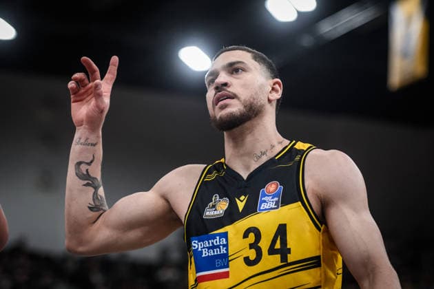 Gavin Schilling MHP RIESEN Ludwigsburg, 34 GER, MHP Riesen Ludwigsburg vs Skyliners Frankfurt, Basketball Bundesliga, easycredit BBL, 25 Matchday, Season 2025 2026, 20 03 2026 GER, MHP Riesen Ludwigsburg vs Skyliners Frankfurt, Basketball Bundesliga, easycredit BBL, 25 Matchday, Season 2025 2026, 20 03 2026 Ludwigsburg Copyright: xSandyxDinkelackerx EP_SDR