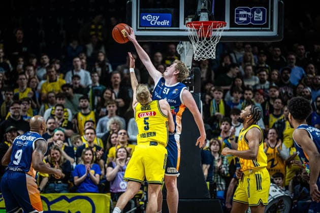 Basketball Berlin 20 03 2026 Season 2025 2026 EasyCredit BBL 1 Bundesliga Men, Men Alba Berlin Rostock Seawolves Bent Leuchten Rostock, No 51 Sam Griesel Alba Berlin, No 05