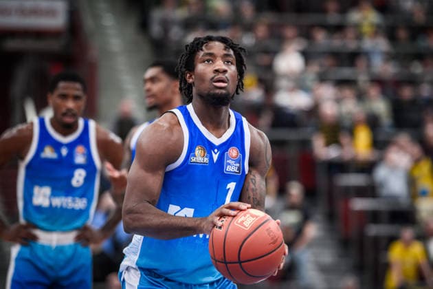 Isaiah Swope Frankfurt Skyliners, 01 Free Throw GER, MHP Riesen Ludwigsburg vs Skyliners Frankfurt, Basketball Bundesliga, easycredit BBL, 25 Matchday, Season 2025 2026, 20 03 2026 GER, MHP Riesen Ludwigsburg vs Skyliners Frankfurt, Basketball Bundesliga, easycredit BBL, 25 Matchday, Season 2025 2026, 20 03 2026 Ludwigsburg Copyright: xSandyxDinkelackerx EP_SDR