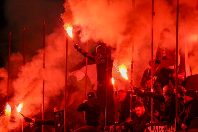 Germany Soccer 2 Bundesliga 2025 2026, Matchday 27 Hannover 96 vs Eintracht Braunschweig Heinz von Heiden Arena Stadion Hannover Spectators, Fans, Stand, Flag, Banner, Banner, Choreography, Fan choreography, Hannover Copyright: xAymanxAlahmedx