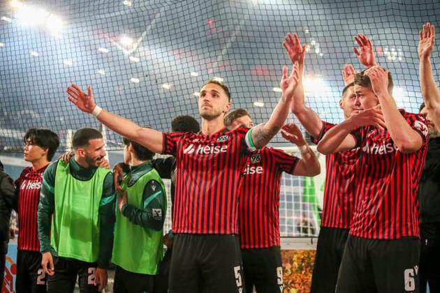 Germany Soccer 2 Bundesliga 2025 2026, Matchday 27 Hannover 96 vs Eintracht Braunschweig Heinz von Heiden Arena Stadion Hannover Joy, emotions, jubilation Virgil GhiÅ£Äƒ Virgil Ghita Hannover 96, 5 Hannover Copyright: xAymanxAlahmedx