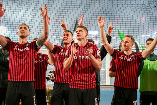 Germany Soccer 2 Bundesliga 2025 2026, Matchday 27 Hannover 96 vs Eintracht Braunschweig Heinz von Heiden Arena Stadion Hannover Joy, emotions, jubilation Virgil GhiÅ£Äƒ Virgil Ghita Hannover 96, 5 Maik Nawrocki Hannover 96, 6 Maurice Neubauer Hannover 96, 33 Hannover Copyright: xAymanxAlahmedx