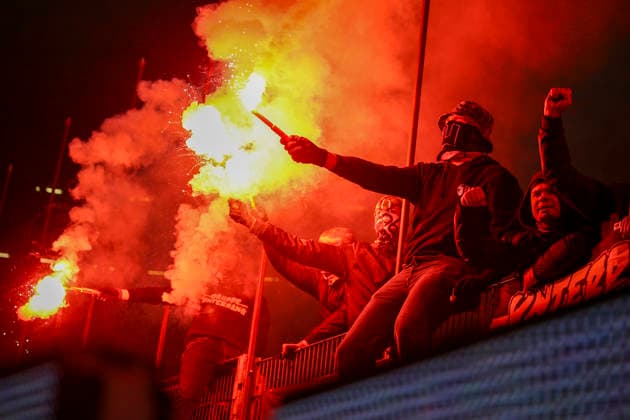 Germany Soccer 2 Bundesliga 2025 2026, Matchday 27 Hannover 96 vs Eintracht Braunschweig Heinz von Heiden Arena Stadion Hannover Spectators, Fans, Stand, Flag, Banner, Banner, Choreography, Fan choreography, Hannover Copyright: xAymanxAlahmedx