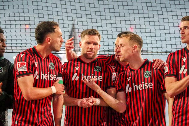 Germany Soccer 2 Bundesliga 2025 2026, Matchday 27 Hannover 96 vs Eintracht Braunschweig Heinz von Heiden Arena Stadion Hannover Joy, emotions, jubilation Virgil GhiÅ£Äƒ Virgil Ghita Hannover 96, 5 Benjamin Källman Benjamin Kallman Hannover 96, 9 Maik Nawrocki Hannover 96, 6 Maurice Neubauer Hannover 96, 33 Hannover Copyright: xAymanxAlahmedx