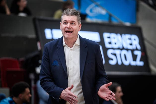 Klaus Perwas Frankfurt Skyliners, Head Coach visibly dissatisfied GER, MHP Riesen Ludwigsburg vs Skyliners Frankfurt, Basketball Bundesliga, easycredit BBL, 25 Matchday, Season 2025 2026, 20 03 2026 GER, MHP Riesen Ludwigsburg vs Skyliners Frankfurt, Basketball Bundesliga, easycredit BBL, 25 Matchday, Season 2025 2026, 20 03 2026 Ludwigsburg Copyright: xSandyxDinkelackerx EP_SDR