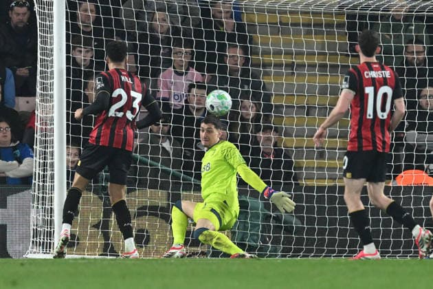 Bournemouth v Manchester United, ManU Premier League Djordje Petrovic (1) of AFC Bournemouth makes a save during the Premier League match between Bournemouth and Manchester United at the Vitality Stadium, Bournemouth, UK on 20 March 2026. Bournemouth Vitality Stadium Dorset UK Editorial use only DataCo restrictions apply See www.football-dataco.com , Copyright: xGrahamxHuntx PSI-23946-0049