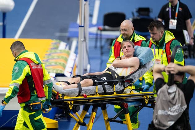 260320 Simon Verherstraeten of Belgium receives medical attention after men™s 60 meter final during the 2026 World Athletics Indoor Championships on March 20, 2026 in Torun. Photo: Petter Arvidson BILDBYRAN kod PA PA1179 friidrott athletics friidrett inomhus-vm vm 2026 world athletics indoor championships vm innendors innendors-vm 1 bbeng *** 260320 Simon Verherstraeten of Belgium receives medical attention after men™s 60 meter final during the 2026 World Athletics Indoor Championships on March 20, 2026 in Torun Photo Petter Arvidson BILDBYRAN kod PA PA1179 friidrott athletics friidrett inomhus vm vm 2026 world athletics indoor championships vm innendors innendors vm 1 bbeng  Copyright: PETTERxARVIDSON BB260320PA236