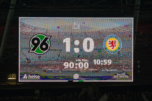 Germany Soccer 2 Bundesliga, Matchday 27 2025 2026, Hannover 96 Eintracht Braunschweig on 20 03 in Hannover Heinz von Heiden Arena Scoreboard, Stadium score, Result, Score, Result Copyright: xSvenxHeidmannx