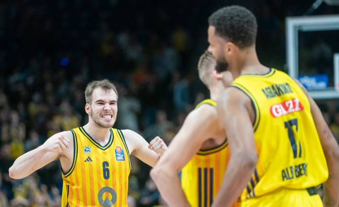 20 3 2026, Basketball, Men, easy credit BBL, easy credit Bundesliga, BBL, Bundesliga, Season 2025 26, 25 Matchday, Alba Berlin Rostock Seawolves Malte Delow Alba Berlin, li jubelt Berlin Uber Arena Berlin Germany