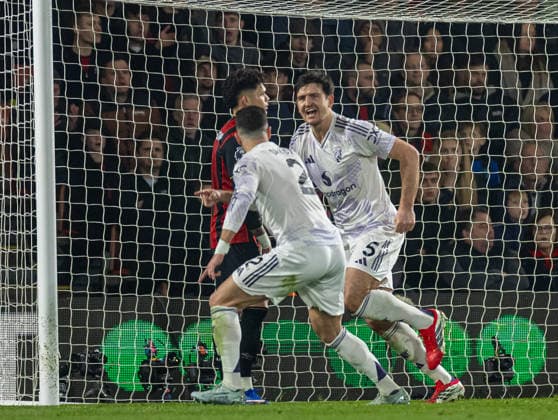 Football - FA Premier League - AFC Bournemouth v Manchester United, ManU FC BOURNEMOUTH, ENGLAND - Friday, March 20, 2026: Manchester United s Harry Maguire celebrates after scoring his side s second goal to make the score 1-2 during the FA Premier League match between AFC Bournemouth and Manchester United FC at Dean Court. (Photo by David Rawcliffe Propaganda) BOURNEMOUTH Dean Court DORSET ENGLAND  Copyright: xDavidxRawcliffex P2026-03-20-Bournemouth_Man_Utd-42
