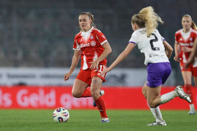 Georgia Stanway FC Bayern Munich in action, on the ball, single action during the Woman Bundesliga match between SGS Essen and Bayern Munich, Stadion an der Hafenstraße on March 20 in Essen, Germany, Germany Photo by Oliver Kaelke DeFodi Images Georgia Stanway FC Bayern München controls the ball during the Woman Bundesliga match between SGS Essen and Bayern München at Stadion an der Hafenstraße on March 20, 2026 in Cologne, Germany Photo by Oliver Kaelke DeFodi Images DFL regulations prohibit any use of photographs as image sequences and or quasi video Photo by Oliver Kaelke DeFodi Images