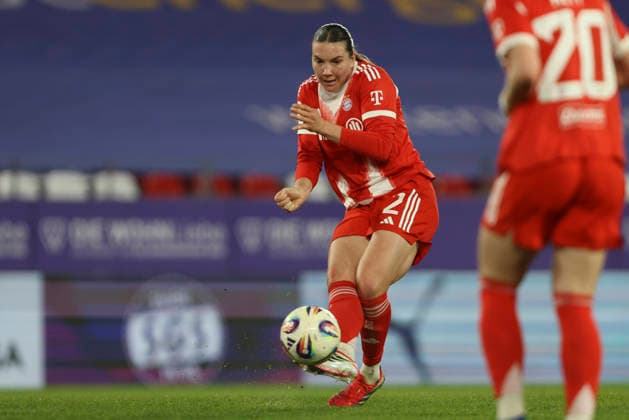 Vanessa Gilles FC Bayern München in action, on the ball, single action during the Woman Bundesliga match between SGS Essen and Bayern München at Stadion an der Hafenstraße on March 20 in Essen, Germany Photo by Oliver Kaelke DeFodi Images Vanessa Gilles FC Bayern München controls the ball during the Woman Bundesliga match between SGS Essen and Bayern München at Stadion an der Hafenstraße on March 20, 2026 in Cologne, Germany Photo by Oliver Kaelke DeFodi Images DFL regulations prohibit any use of photographs as image sequences and or quasi video Photo by Oliver Kaelke DeFodi Images