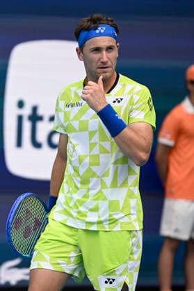 March 20, 2026, Miami Gardens, Florida, USA: Casper Ruud (NOR) plays in the 2nd round men s singles match, at the Miami Open on March 20, 2026, at Hard Rock Stadium in Miami Gardens, Florida. Miami Gardens USA - ZUMAsd3_ 20260320_znp_sd3_022 Copyright: xMichelexEvexSandbergx