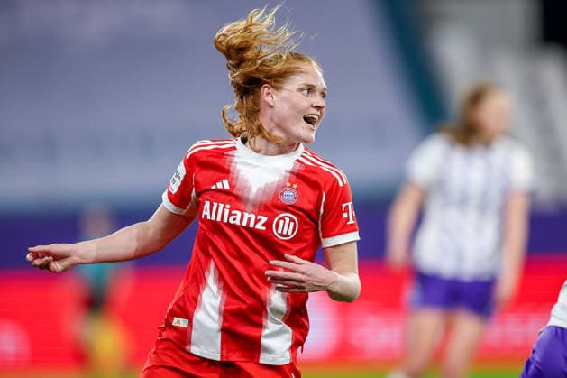 20 03 2026, Football, 1 Womens Bundesliga, SGS Essen FC Bayern München, Stadion Hafenstraße, Google Pixel Frauenbundesliga, 21 Matchday, Season 2025 2026 Stine Ballisager FC Bayern Muenchen 03 DFB regulations prohibit any use of photographs as image sequences and or quasi video Nordrhein Westfalen Germany