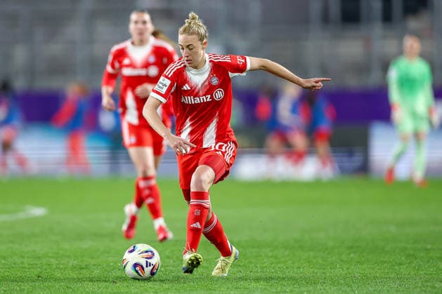 20 03 2026, Football, 1 Womens Bundesliga, SGS Essen FC Bayern München, Stadion Hafenstraße, Google Pixel Frauenbundesliga, 21 Spieltag, Saison 2025 2026 Carolin Simon FC Bayern Muenchen 30 DFB regulations prohibit any use of photographs as image sequences and or quasi video Nordrhein Westfalen Germany