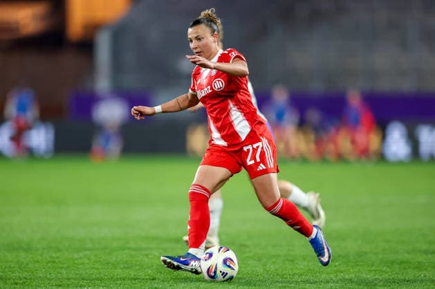 20 03 2026, Football, 1 Womens Bundesliga, SGS Essen FC Bayern München, Stadion Hafenstraße, Google Pixel Frauenbundesliga, 21 Spieltag, Saison 2025 2026 Arianna Caruso FC Bayern Muenchen 27 DFB regulations prohibit any use of photographs as image sequences and or quasi video Nordrhein Westfalen Germany