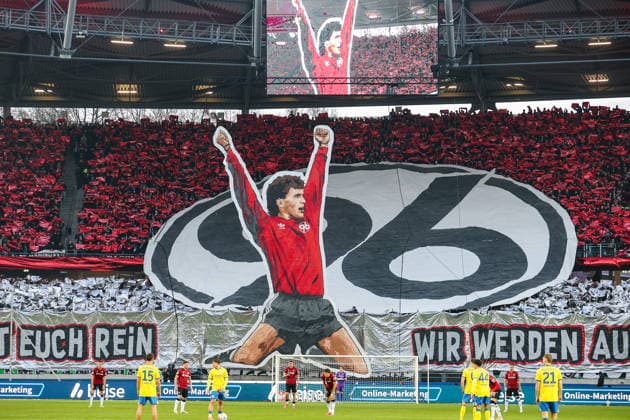 2 Bundesliga Hannover 96 Eintracht Braunschweig on 20 03 2026 at the Heinz von Heiden Arena in Hannover The Hannover 96 fans in the north curve with a choreo, choreography, choreography MH