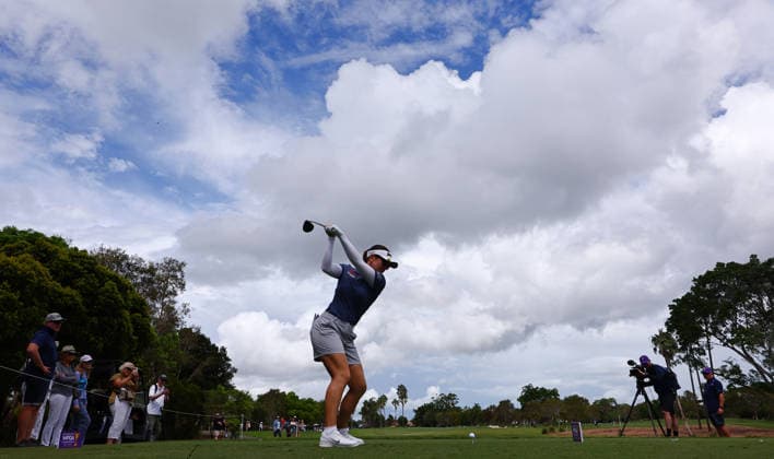 GOLF AUSTRALIAN WPGA, Australia s Hanna Green tees off on the 5th hole during the 3rd round of the 2026 Australian WPGA Championship at Sanctuary Cove Golf and Country Club on the Gold Coast, Saturday March 21, 2026. ( NO ARCHIVING, EDITORIAL USE ONLY GOLD COAST QUEENSLAND AUSTRALIA  Copyright: xJASONxO BRIENx 20260321139510372730