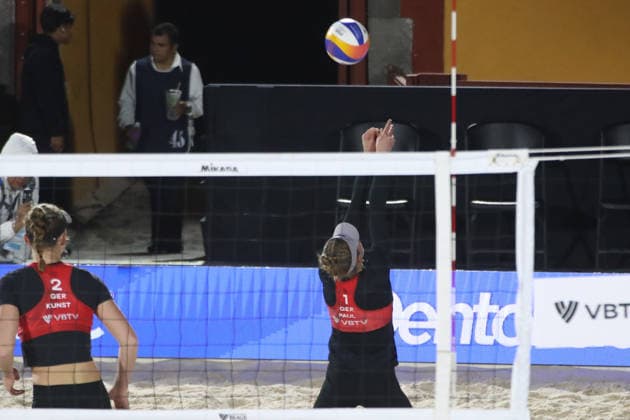 Women™s 2026 Volleyball World Beach Pro Tour - Round of 16 Melanie Paul of Germany hits the ball during the match of round of 16 between Czech Republic and Germany for the Women s 2026 Volleyball World Beach Pro Tour. on March 20, 2026 in Tlaxcala, Mexico. (Photo by Essene Hernandez Eyepix Group) Copyright: xEssenexHernandez xEyepixxGroupx EH_20032026_178445