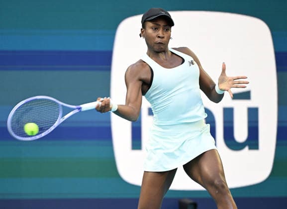 MIAMI GARDENS FL - MARCH 20: Coco Gauff vs Elisabetta Cocciaretto during The 2026 Miami Open held at Hard Rock Stadium on March 20, 2026 in Miami Gardens, Florida. Copyright: xmpi04x
