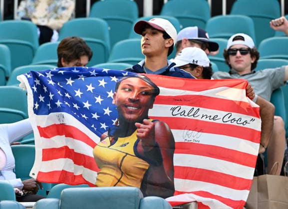MIAMI GARDENS FL - MARCH 20: Coco Gauff vs Elisabetta Cocciaretto during The 2026 Miami Open held at Hard Rock Stadium on March 20, 2026 in Miami Gardens, Florida. Copyright: xmpi04x