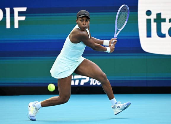MIAMI GARDENS FL - MARCH 20: Coco Gauff vs Elisabetta Cocciaretto during The 2026 Miami Open held at Hard Rock Stadium on March 20, 2026 in Miami Gardens, Florida. Copyright: xmpi04x
