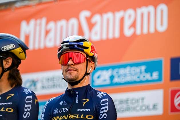 Milan Sanremo 2026 Cycling Race SANREMO, ITALY - MARCH 21 : Pidcock Thomas (GBR) of Pinarello - Q36.5 Pro Cycling Team on stage before the start of the race during the 117th edition of Milan Sanremo an UCI World Tour 1.UWT one day cycling road race for Men Elite of 298 km with start in Pavia and finish in Sanremo on March 21, 2026 in Sanremo, Italy, 21 03 2026 ( Motordriver Guy De Vuyst - Sanremo Italy  Copyright: xNicoxVereeckenx