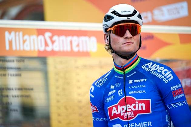Milan Sanremo 2026 Cycling Race SANREMO, ITALY - MARCH 21 : Van Der Poel Mathieu (NED) of Alpecin - Premier Tech before the start of the race during the 117th edition of Milan Sanremo an UCI World Tour 1.UWT one day cycling road race for Men Elite of 298 km with start in Pavia and finish in Sanremo on March 21, 2026 in Sanremo, Italy, 21 03 2026 ( Motordriver Guy De Vuyst - Sanremo Italy  Copyright: xNicoxVereeckenx