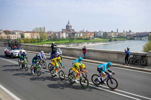 Milan Sanremo 2026 Cycling Race SANREMO, ITALY - MARCH 21 : Marcellusi Martin (ITA) of Bardiani - CSF 7 Saber, Tarozzi Manuele (ITA) of Bardiani - CSF 7 Saber, Moro Manlio (ITA) of Movistar Team, Peron Andrea (ITA) of Team Novo Nordisk, Lozano David (ESP) of Team Novo Nordisk, Faure Prost Alexy (FRA) of Team Picnic PostNL, Belletta Dario Igor (ITA) of Team Polti - VisitMalta, Maestri Mirco (ITA) of Team Polti - VisitMalta in the escape pack during the 117th edition of Milan Sanremo an UCI World Tour 1.UWT one day cycling road race for Men Elite of 298 km with start in Pavia and finish in Sanremo on March 21, 2026 in Sanremo, Italy, 21 03 2026 ( Motordriver Guy De Vuyst - Sanremo Italy Copyright: xNicoxVereeckenx