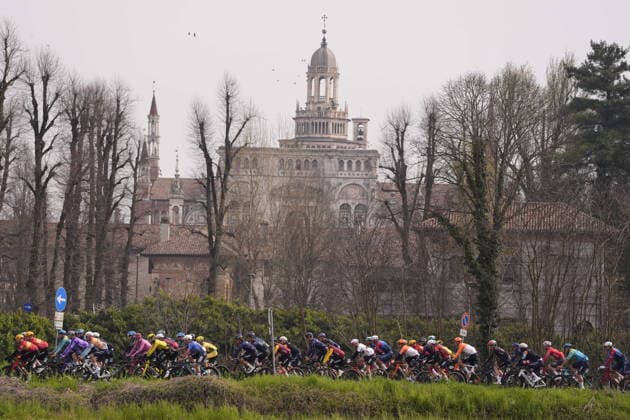 The race during the men s elite race of the Milano-Sanremo one day cycling race (298 km) from Pavia to Sanremo - North West Italy - March 20, 2026. - cycling .  Copyright: xFabioxFerrari LaPressex