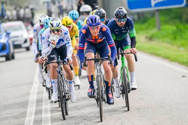 Milan Sanremo 2026 Cycling Race SANREMO, ITALY - MARCH 21 : Faure Prost Alexy (FRA) of Team Picnic PostNL leading the escape pack during the 117th edition of Milan Sanremo an UCI World Tour 1.UWT one day cycling road race for Men Elite of 298 km with start in Pavia and finish in Sanremo on March 21, 2026 in Sanremo, Italy, 21 03 2026 ( Motordriver Guy De Vuyst - Sanremo Italy  Copyright: xNicoxVereeckenx