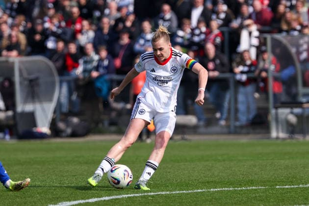 FRANKFURT AM MAIN, GERMANY 21 MARCH 2026 Eintracht Frankfurt Women v HSV Women, 1 Womens Bundesliga, Stadion am Brentanobad v l , Laura Freigang Eintracht Frankfurt scores the goal to 1 0, scores the goal to Copyright: JoaquimxFerreira