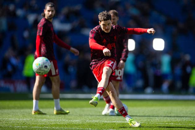 Football - FA Premier League - Brighton & Hove Albion FC v Liverpool FC BRIGHTON & HOVE, ENGLAND - Saturday, March 21, 2026: Liverpool s Florian Wirtz during the pre-match warm-up before the FA Premier League match between Brighton & Hove Albion FC and Liverpool FC at the AMEX Community Stadium. (Photo by David Rawcliffe Propaganda) BRIGHTON & HOVE AMEX Community Stadium SUSSEX ENGLAND  Copyright: xDavidxRawcliffex P2026-03-21-Brighton_Liverpool-35