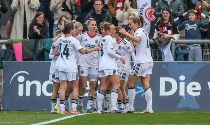 GER, Frankfurt, Eintracht Frankfurt vs Hamburger SV, Google Pixel Bundesliga, Football, DFB, Season 2025 2026, Stadion am Brentanobad, 21 Matchday in picture Laura Freigang Eintracht Frankfurt Women 10 scores the 2 0, Goal, Cheers and joy, Emotions DFB DFL REGULATIONS PROHIBIT ANY USE OF PHOTOGRAPHS AS IMAGE SEQUENCES AND OR QUASI VIDEO, 21 03 2026 Copyright: HMBxMedia HendrikxHamelau