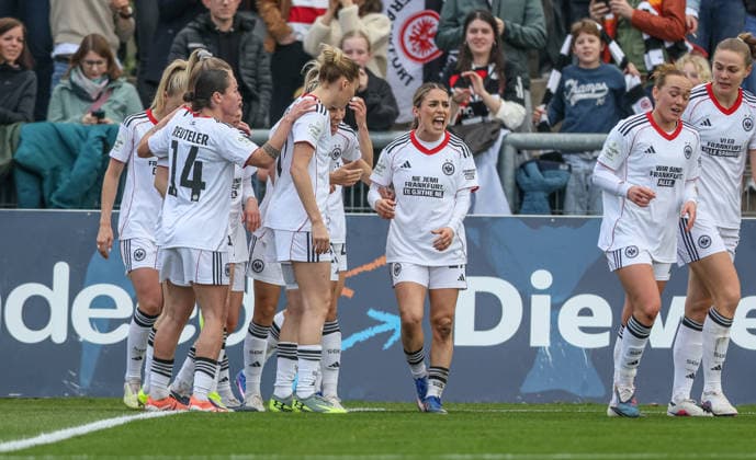 GER, Frankfurt, Eintracht Frankfurt vs Hamburger SV, Google Pixel Bundesliga, Football, DFB, Season 2025 2026, Stadion am Brentanobad, 21 Matchday in picture Laura Freigang Eintracht Frankfurt Women 10 scores the 2 0, Goal, Cheers and joy, Emotions DFB DFL REGULATIONS PROHIBIT ANY USE OF PHOTOGRAPHS AS IMAGE SEQUENCES AND OR QUASI VIDEO, 21 03 2026 Copyright: HMBxMedia HendrikxHamelau