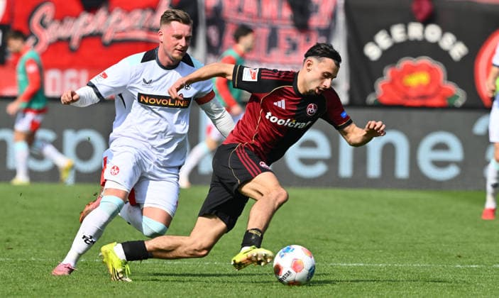 21 03 2026 Soccer Season 2025 2026 2 Soccer Bundesliga 27 Matchday 1 FC Nürnberg FCN Club 1 FC Kaiserslautern FCK Rote Roten Teufel Sportfoto Zink xwoxzix DFL regulations prohibit any use of photographs as image sequences and or quasi video only for editorial use Marlon Ritter 7, 1 FC Kaiserslautern FCK Berkay Yilmaz 21, 1 FC Nürnberg FCN