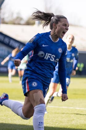 LONDON, ENGLAND - MARCH 21: Johanna Rytting Kaneryd of Chelsea celebrates scoring during the Barclays Womens Super League match between London City Lionesses and Chelsea at the The Den on March 21, 2026 in London, England. (Photo by Claire Jeffrey Sports Press Photo) Copyright: xClairexJeffreyx xSPPx Sportspressphoto_SPR114809