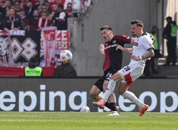 21 03 2026 Soccer Season 2025 2026 2 Soccer Bundesliga 27 Matchday 1 FC Nürnberg FCN Club 1 FC Kaiserslautern FCK Rote Roten Teufel Sportfoto Zink DaMa xdaxmax DFL regulations prohibit any use of photographs as image sequences and or quasi video only for editorial use Luka Lochoshvili 24, 1 FC Nürnberg FCN Mergim Berisha 20, 1 FC Kaiserslautern FCK