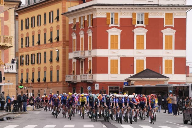 The race during the men s elite race of the Milano-Sanremo one day cycling race (298 km) from Pavia to Sanremo - North West Italy - March 20, 2026. - cycling .  Copyright: xFabioxFerrari LaPressex