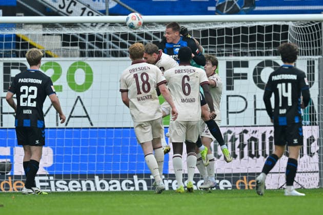 Paderborn, Home Deluxe Arena, 21 03 26, GER, Herren, 2 Bundesliga, Saison 2025 2026, SC Paderborn 07 Dynamo Dresden Bild Steffen TIGGES Paderborn macht das Tor zum 1 1 DFL regulations prohibit any use of photographs as image sequences and or quasi video NRW Germany