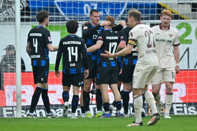 Paderborn, Home Deluxe Arena, 21 03 26, GER, Herren, 2 Bundesliga, Saison 2025 2026, SC Paderborn 07 Dynamo Dresden Bild Steffen TIGGES Paderborn jubilates after his goal for 1 1 DFL regulations prohibit any use of photographs as image sequences and or quasi video NRW Germany