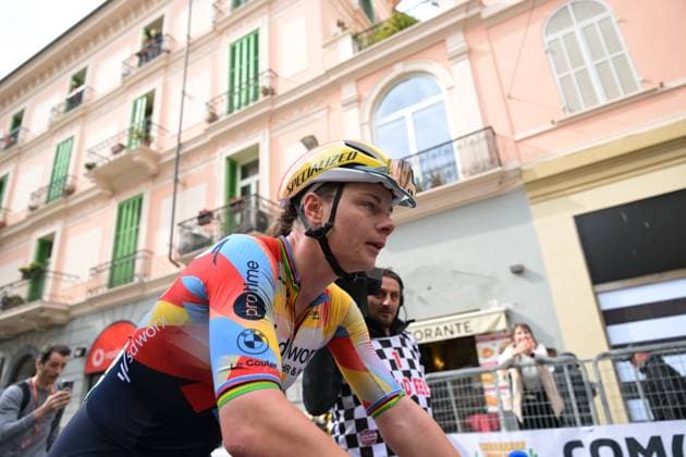 Belgian Lotte Kopecky pictured after winning the Milano-Sanremo one day cycling race for women, 298km from Milan to San Remo, Italy, Saturday 21 March 2026. DAVIDxPINTENS  x168454149x