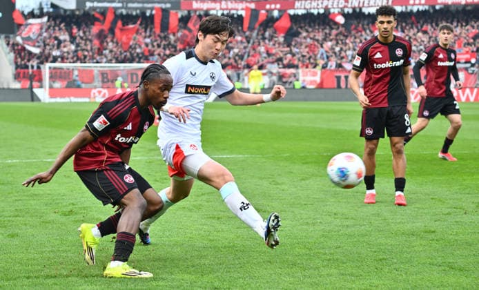 21 03 2026 Soccer Season 2025 2026 2 Soccer Bundesliga 27 Matchday 1 FC Nürnberg FCN Club 1 FC Kaiserslautern FCK Rote Roten Teufel Sportfoto Zink xwoxzix DFL regulations prohibit any use of photographs as image sequences and or quasi video only for editorial use Mohamed Ali Zoma 23, 1 FC Nürnberg FCN Ji Soo Jisoo Kim 5, 1 FC Kaiserslautern FCK