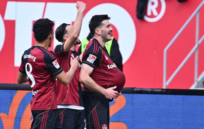 21 03 2026 Soccer Season 2025 2026 2 Soccer Bundesliga 27 Matchday 1 FC Nürnberg FCN Club 1 FC Kaiserslautern FCK Rote Roten Teufel Sportfoto Zink xwoxzix DFL regulations prohibit any use of photographs as image sequences and or quasi video only for editorial use Torjubel Jubel Freude nach Treffer Torschuß zum 3 0 durch Luka Lochoshvili 24, 1 FC Nürnberg FCN